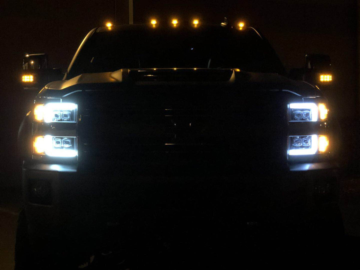 AlphaRex 15-19 Chevrolet Silverado 2500HD/3500HD MKII NOVA-Series LED Projector Headlights Jet Black