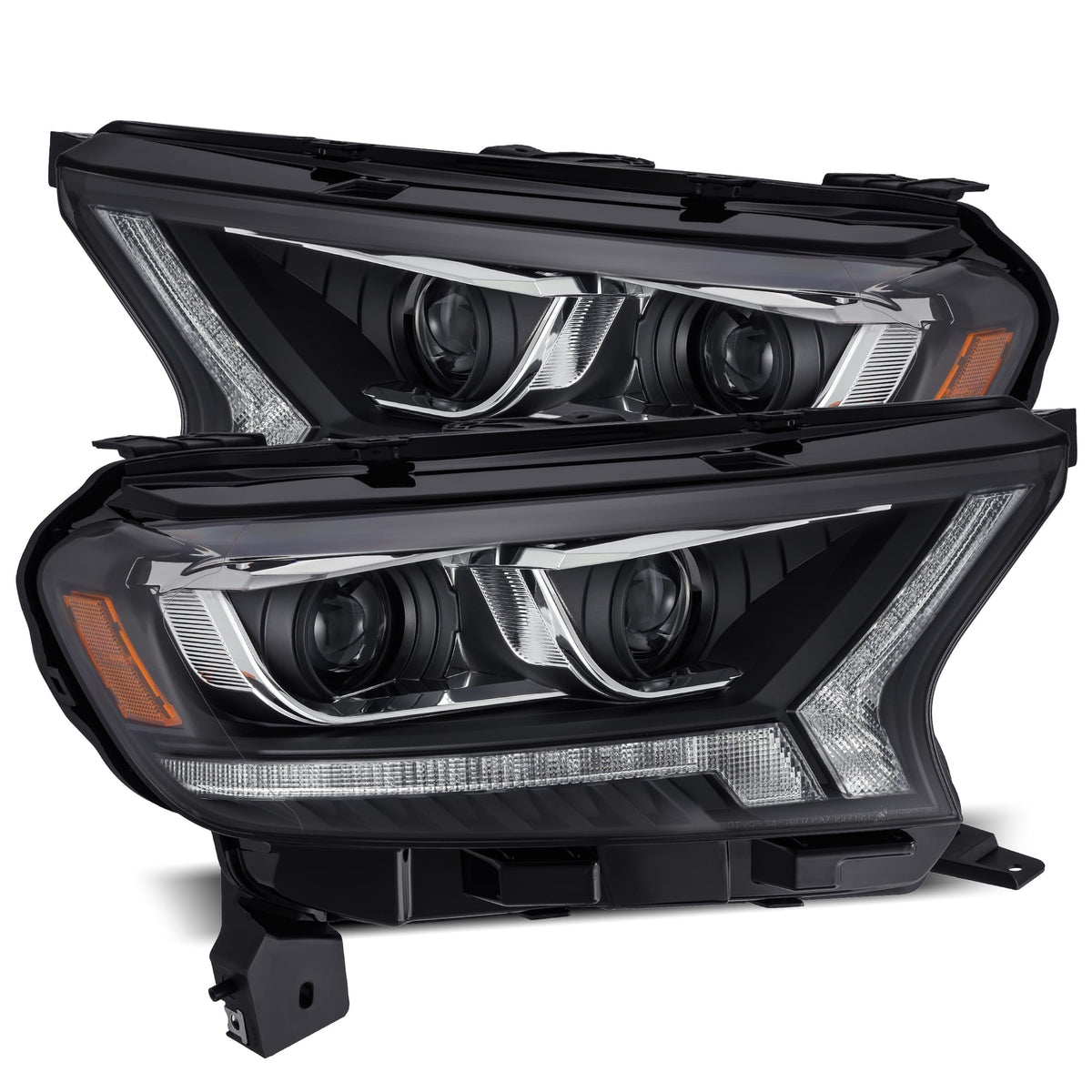 AlphaRex 19-23 Ford Ranger PRO-Series Halogen Projector Headlights Black