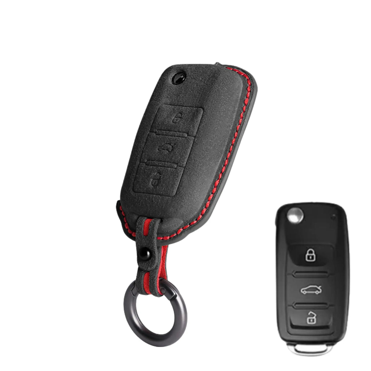 Vero Motorsport Volkswagen Alcantara key cover UDS flip key fitted view