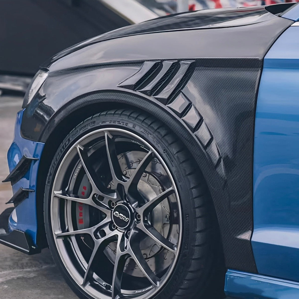 Vero Motorsport Audi A3 S3 carbon fibre front fenders, detail view