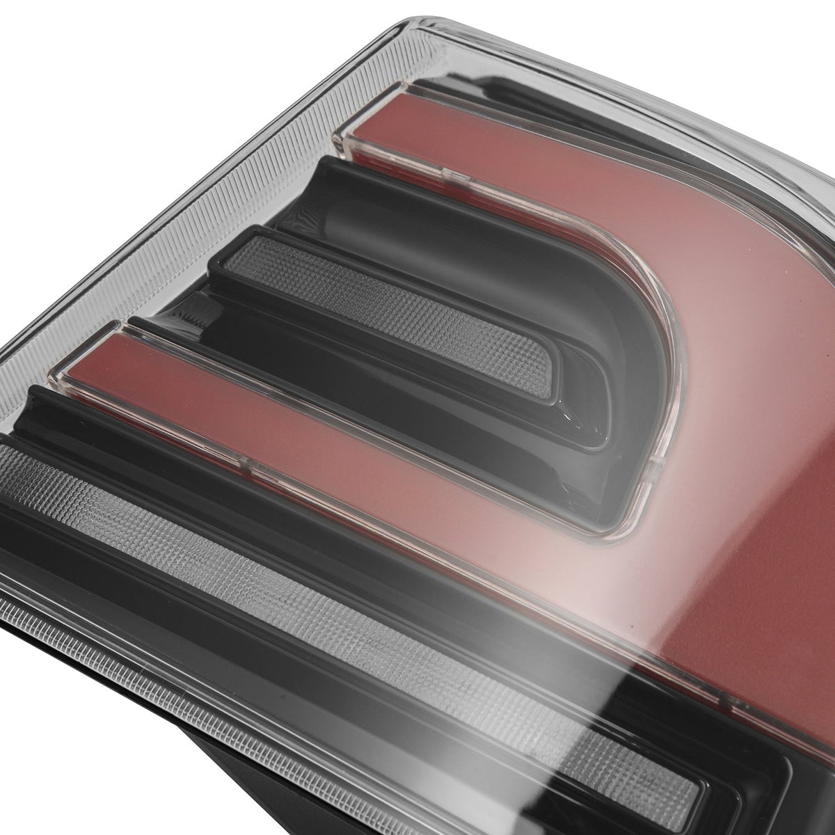 AlphaRex 12-21 Tesla Model S LUXX-Series LED Tail Lights Black-Red (With Black Trunk Center Piece Replacement)