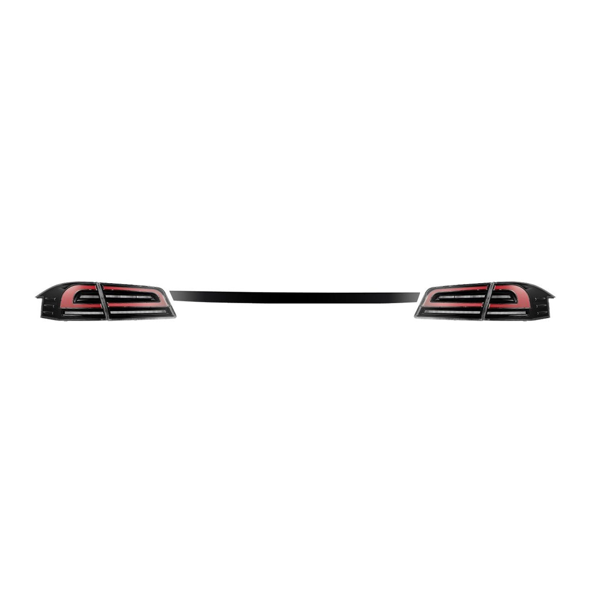 AlphaRex 12-21 Tesla Model S LUXX-Series LED Tail Lights Black-Red (With Black Trunk Center Piece Replacement)