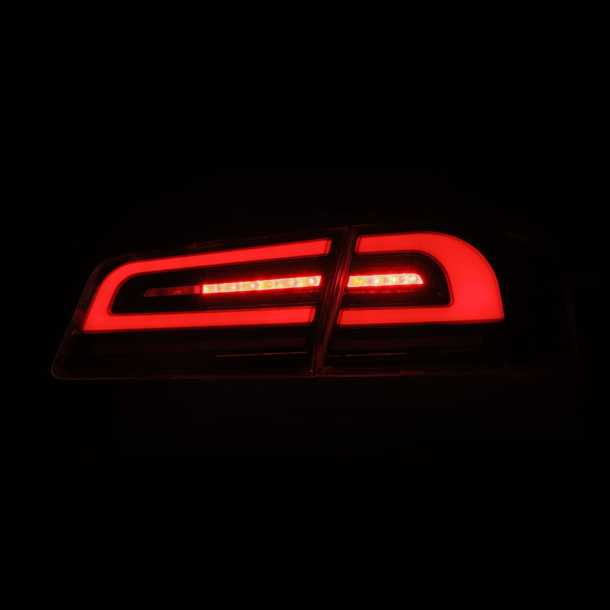 AlphaRex 12-21 Tesla Model S LUXX-Series LED Tail Lights Black-Red (With Black Trunk Center Piece Replacement)