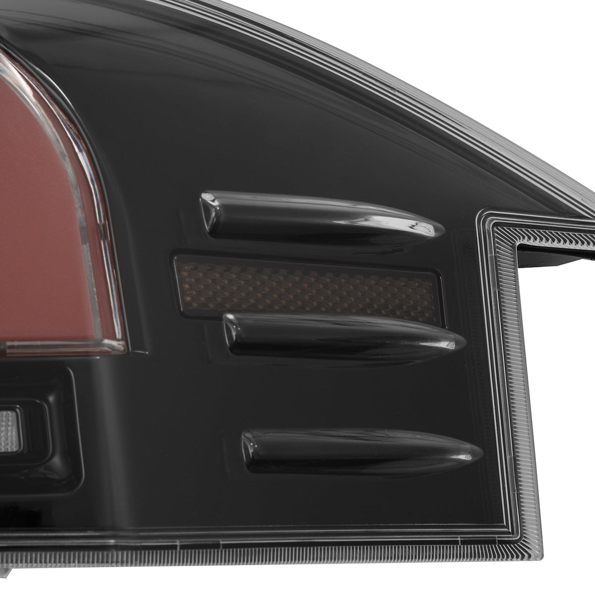 AlphaRex 12-21 Tesla Model S LUXX-Series LED Tail Lights Black-Red (With Black Trunk Center Piece Replacement)