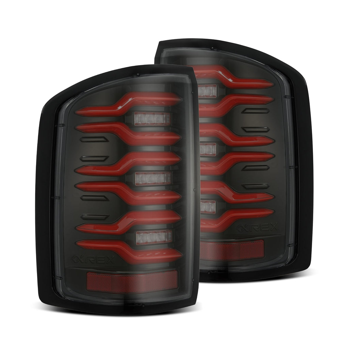 AlphaRex 14-18 GMC Sierra 1500/2500HD/3500HD LUXX-Series LED Tail Lights Black-Red
