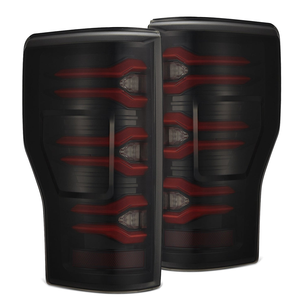 AlphaRex 17-22 Ford Super Duty LUXX-Series LED Tail Lights Black-Red