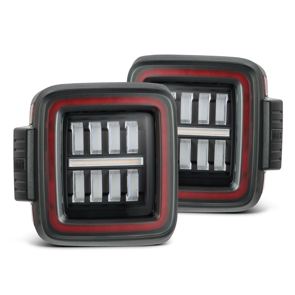 AlphaRex 18-26 Jeep Wrangler JL NOVA-Series Prismatic LED Tail Lights Black-Red