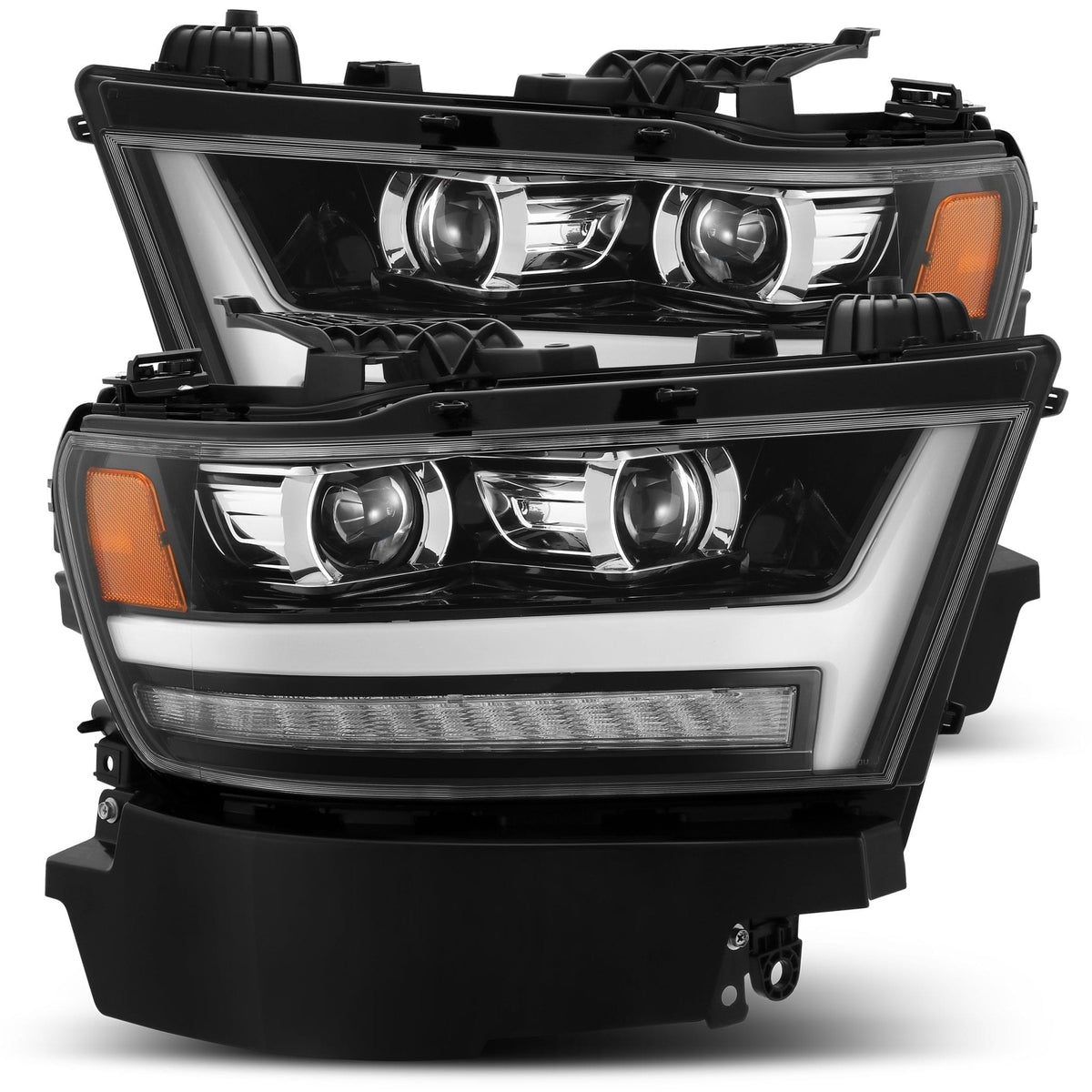 AlphaRex 19-24 Ram 1500 PRO-Series Halogen Projector Headlights Jet Black