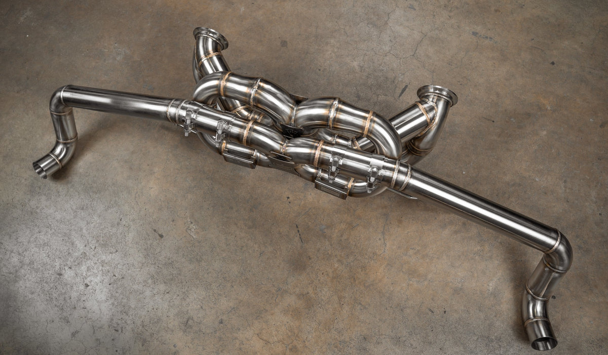 Valvetronic Designs Audi R8 True F1 exhaust system, rear fitment view