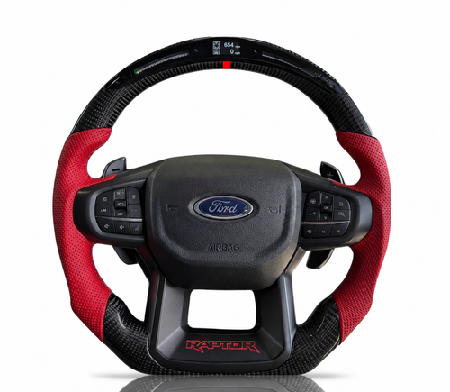Ford Carbon Fibre & Perforated Leather Steering Wheel (Design 3)