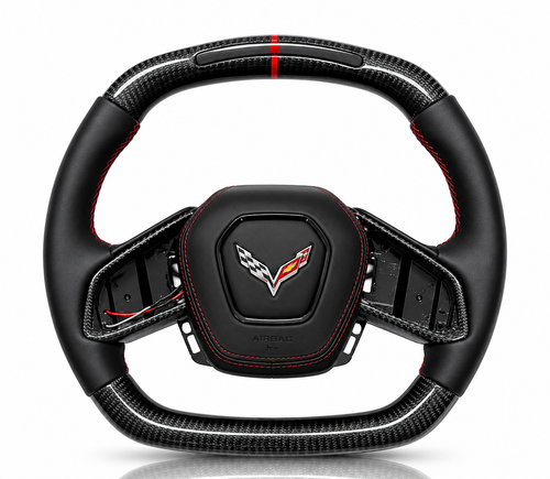 Chevrolet Carbon Fibre & Smooth Leather Steering Wheel (Design 1)