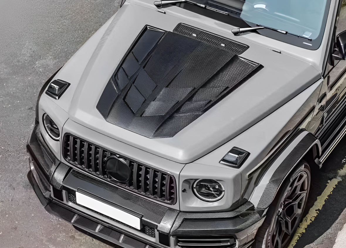 Vero Motorsport Mercedes-Benz G-Class W464 Chelsea carbon fibre bonnet cover, fitted view