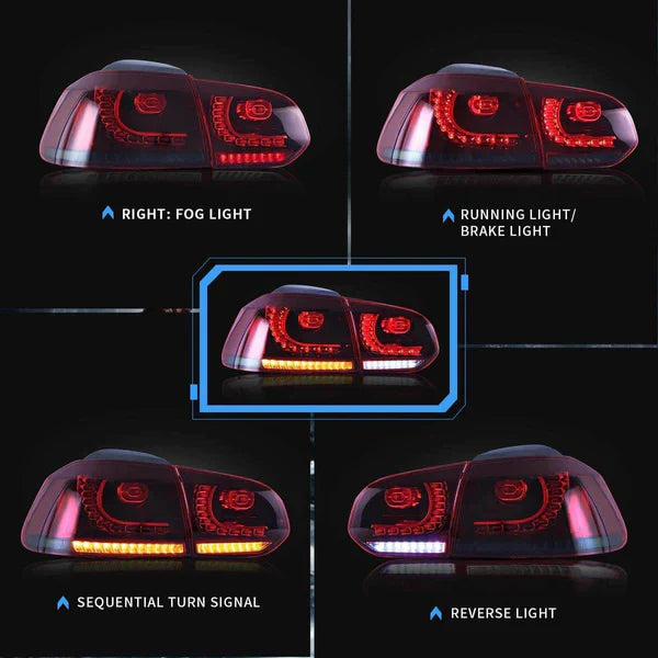 VLAND 2008-2013 VW GOLF MK6R STYLE SEQUENTIAL LED TAIL LIGHTS