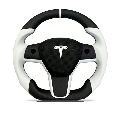 Tesla Matte Carbon Fibre & Smooth Leather Steering Wheel (Design 05)